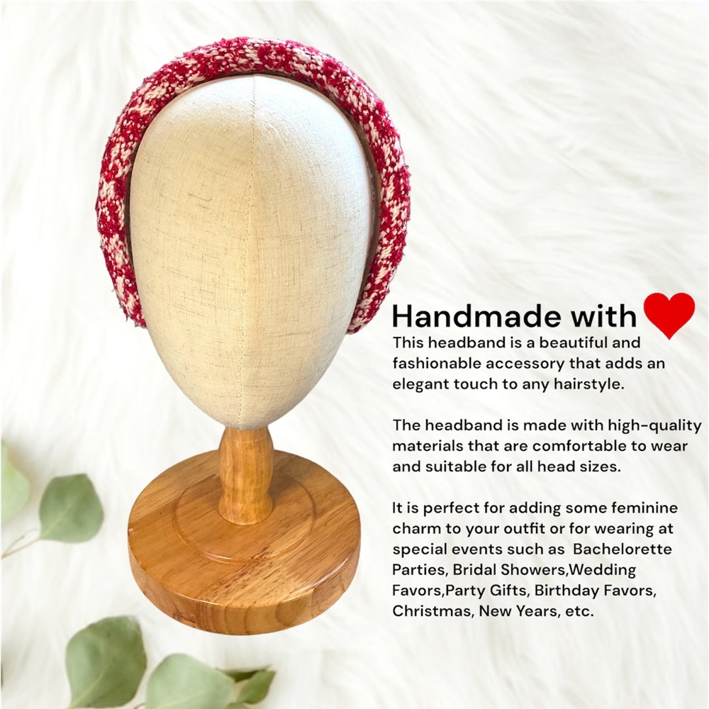 090 - Red White Handmade Headband